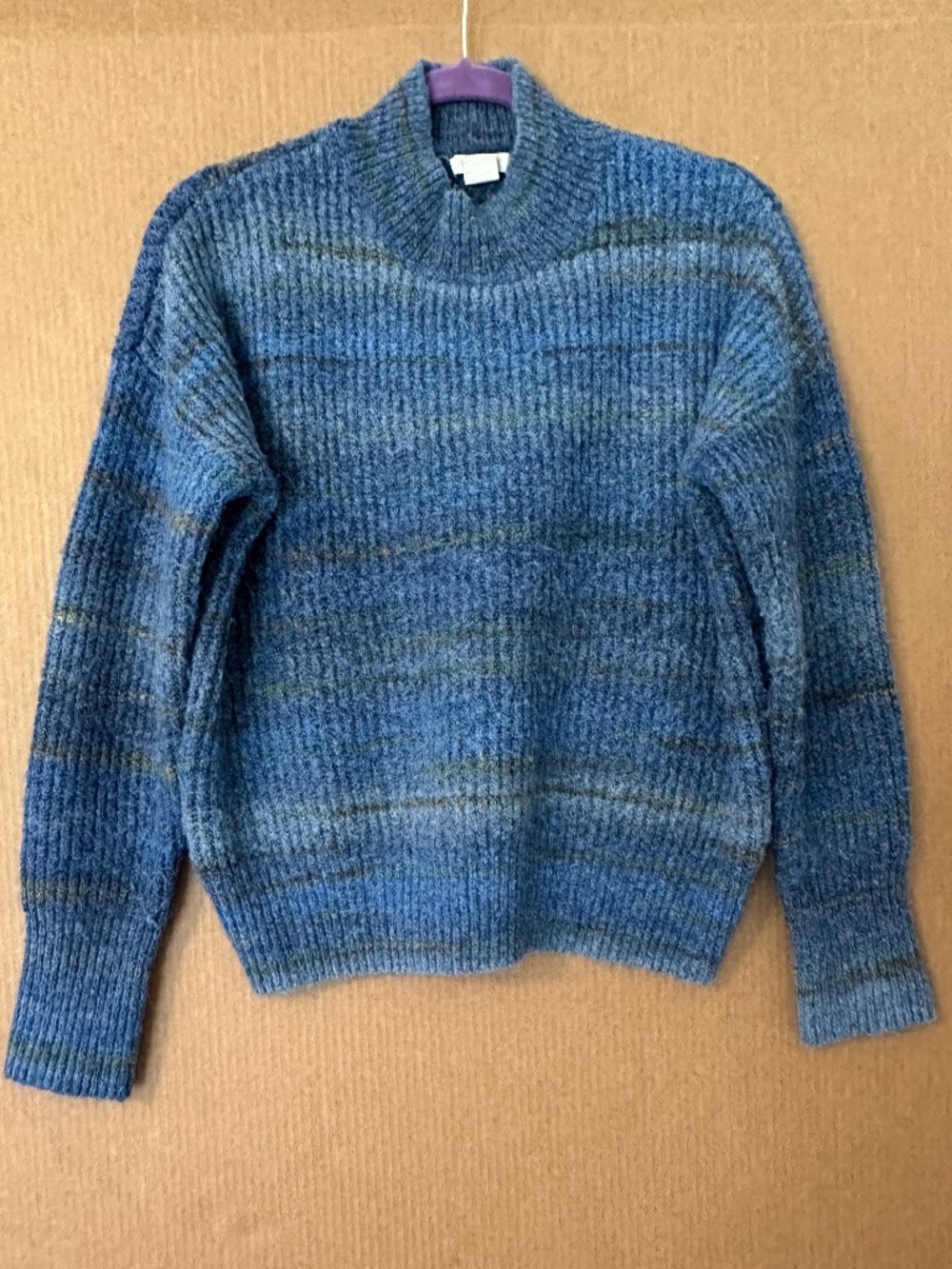 Christian Siriano New York Blue Chunky Ribbed Mock Neck Sweater Size Large